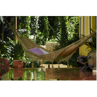 Outdoor undercover cotton Mayan Legacy hammock with hand crocheted tassels Queen Size Cedar thumbnail