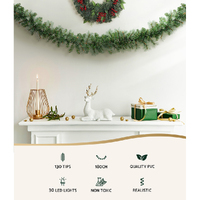 Jingle Jollys 1.8m Christmas Garland with LED lights Party Xmas Decorations thumbnail
