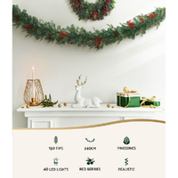 Jingle Jollys 2.4m Christmas Garland with LED Lights Decorations Xmas Party thumbnail
