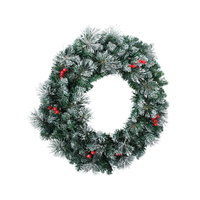 Jingle Jollys 60cm Christmas Wreath LED Lights Snowy Berries Garland Party Decor thumbnail