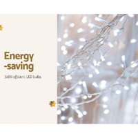 3X6M Christmas Lights Curtain Light Cool White 600 LED Jingle Jollys thumbnail