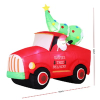 Jingle Jollys Christmas Inflatable Santa Truck 1.6M Height LED Decorations Illuminated thumbnail