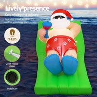 Jingle Jollys Christmas Inflatable Santa Bench 1.8M LED Illuminated Decorations thumbnail