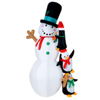 Jingle Jollys Christmas Inflatable Snowman 2.4M Illuminated Decorations thumbnail