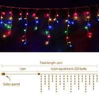 12.5M Christmas Lights Solar Icicle String Light Multi Colour Jingle Jollys thumbnail