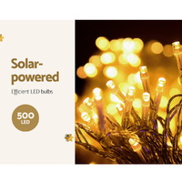 12.5M Christmas Lights Solar Icicle String Light Warm White Jingle Jollys thumbnail
