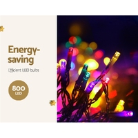 20M Christmas Lights Icicle Light 800 LED Multi-coloured Jingle Jollys thumbnail