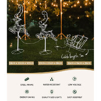1X Christmas Lights Reindeer Sleigh 120 LED Decorations Jingle Jollys thumbnail
