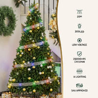 20M Christmas Lights Ribbon Fairy Light 200 LED Colored Jingle Jollys thumbnail