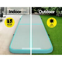 Everfit 3m x 1m Air Track Mat Gymnastic Tumbling Mint Green and Grey thumbnail