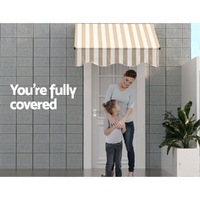 Instahut Window Door Awning 1mx1m Beige White Polyester Fabric Aluminum Frame thumbnail