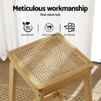 Artiss 2x Bar Stools Rubber Wood Stool Counter Chair Rattan Barstools Kitchen thumbnail