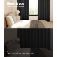 Artiss 2X Blockout Curtains Eyelet 140x230cm Black thumbnail