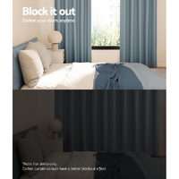 Artiss 2X Blockout Curtains Eyelet 140x230cm Grey thumbnail