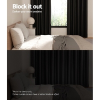 Artiss 2X Blockout Curtains Eyelet 300x230cm Black Shine thumbnail