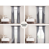 Artiss 2X 132x213cm Blockout Sheer Curtains Charcoal thumbnail