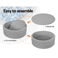 Keezi Kids Ball Pit 90x30cm Ocean Foam Play Pool Barrier Toys Children Grey thumbnail