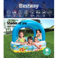Bestway Kids Pool 140x140x114cm Inflatable Swimming w/ Canopy Play Pools 265L thumbnail