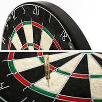 18" Dartboard Dart Board with Steel Darts Wooden Cabinet Party Game thumbnail