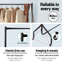 Artiss 2X Clothes Rack Airer Coat Stand 6FT Rail Wheels thumbnail