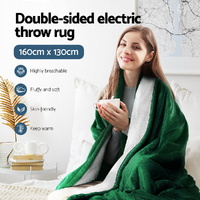 Giselle Electric Throw Rug Heated Blanket Double Sided Green thumbnail