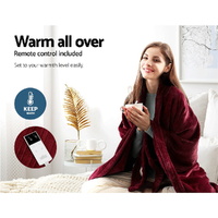 Giselle Electric Throw Rug Heated Blanket Fleece Red thumbnail