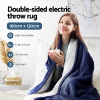 Giselle Electric Throw Rug Heated Blanket Washable Snuggle Flannel Winter Navy thumbnail