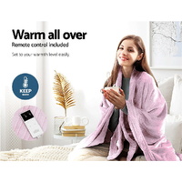 Giselle Electric Throw Rug Heated Blanket Fleece Pink thumbnail