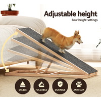 i.Pet Dog Ramp 100cm Adjustable Height Wooden Steps Stairs For Bed Sofa Car Foldable thumbnail