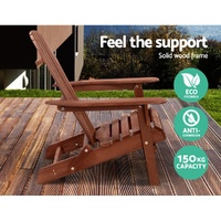 Gardeon Adirondack Outdoor Chairs Wooden Foldable Beach Chair Patio Furniture Brown thumbnail