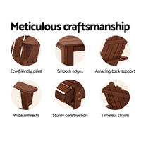 Gardeon Adirondack Outdoor Chairs Wooden Beach Chair Patio Furniture Garden Brown thumbnail