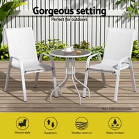 Gardeon 2PC Outdoor Dining Chairs Stackable Lounge Chair Patio Furniture White thumbnail
