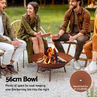 Grillz 56cm Fire Pit Iron Rustic Bowl Outdoor thumbnail