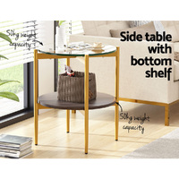 Artiss Coffee Table 45CM Round Tempered Glass Carol thumbnail