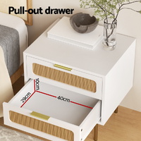 Artiss Rattan Bedside Table 2 Drawers Pine thumbnail