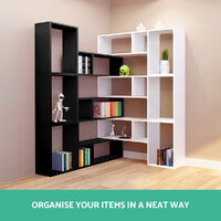 Artiss Bookshelf L Shape DIY - Black thumbnail