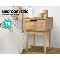 Artiss Bedside Tables Side Table Rattan Drawers Nightstand thumbnail