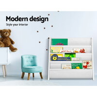 Keezi 4 Tiers Kids Bookshelf Magazine Shelf Children Bookcase Rack Organiser thumbnail