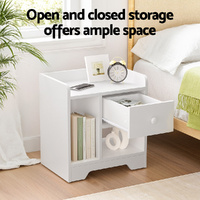 Artiss Bedside Table Drawer Nightstand Side End Table Storage Open Shelf White thumbnail