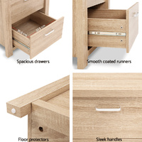 Artiss Bedside Table 2 Drawers - MAXI Pine thumbnail