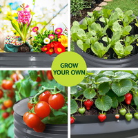 Green Fingers Garden Bed 90X45cm Round Latches Planter Box Raised Galvanised Herb thumbnail