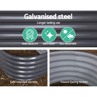 Green Fingers Garden Bed 160X80X42cm Oval Planter Box Raised Container Galvanised thumbnail