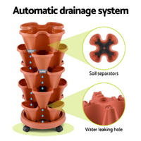 Green Fingers Raised Garden Bed 5 Tier Vertical Garden Brick Red Strawberry Stackable Planters Herbs Petunias thumbnail
