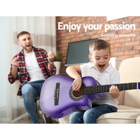 Alpha 34 Inch Classical Guitar Wooden Body Nylon String w/ Stand Beignner Purple thumbnail