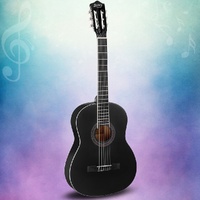 Alpha 39 Inch Classical Guitar Wooden Body Nylon String Beginner Gift Black thumbnail