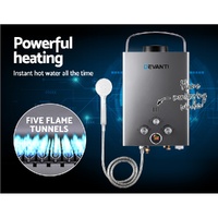 Devanti Portable Gas Water Heater 8L/Min With Pump LPG System Grey thumbnail