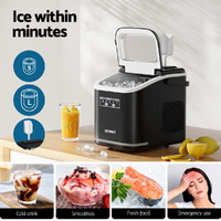 Devanti Ice Maker Machine Portable 12kg Countertop w/Self Cleaning 1.3L Black thumbnail