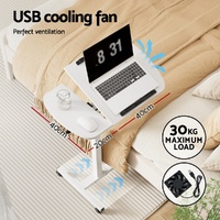 Artiss Laptop Desk Table Fan Cooling White 60CM thumbnail