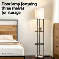 Artiss Floor Lamp 3 Tier Shelf Storage LED Light Stand Home Room Vintage Round thumbnail