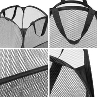 Artiss 2X Laundry Basket Hamper Foldable Black thumbnail